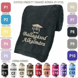 Egyedi Ballagási Hímzett Takaró 75x90cm - Ballagási Ajándék Hímzett Takaró, Pléd