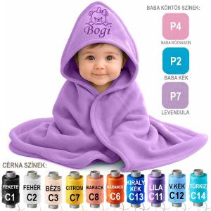 Egyedi Hímzett Kapucnis BabaTakaró Neves BabaTakaró Lány Maci Hímzés Mintával