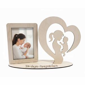 Egyedi Lézerkivágott Fa Képkeret – „Drága Anyukám” Fényképtartó Szívvel - Ajándék Anyáknak