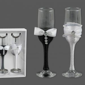 Esküvői pezsgőspohár szett zsinóros