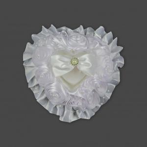 Esküvői rózsás szív gyűrűtartó 18cm