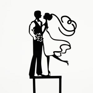 Esküvői tortadísz fekete elegáns pár