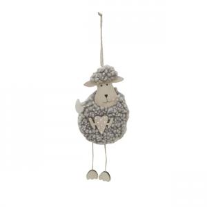 Fa barány szívvel bundás barna 9x21cm