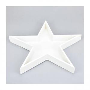 Fa csillag tál fehér 30x3 cm