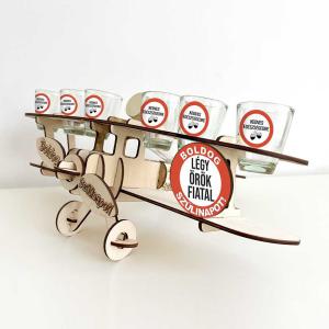 Fa Repülős Italos Szett - 'Légy Örök Fiatal' Boldog Szülinapot - Születésnapi Ajándék