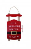 Fa szánkó dekoráció – írható mini tábla, piros, 20×2×34 cm, karácsonyi visszaszámláló