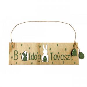 Fa tábla natúr Boldog tavaszt 30cm