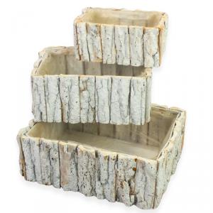 Fakéreg virágláda szett szögletes fehér 3db/szett