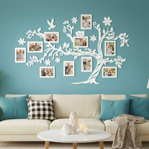 Fali Fa Családfa 10 db Képkerettel 127x78 - Fehér - Egyedi Ajándék, Családfa Otthon Dekoráció