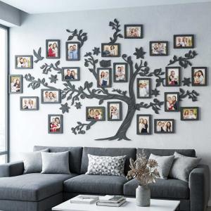 Fali Fa Családfa 10 db Képkerettel 180×110 - Antracit - Egyedi Ajándék, Családfa Otthon Dekoráció