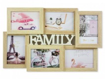 Fali fényképtartó Family 6db 10x15cm-es képhez fenyő