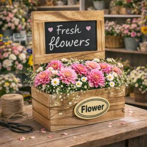 Fali írható táblás virágtartó 30x23x12cm