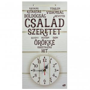 Falióra Család szeretet 26x50cm natúr szöveges szíves