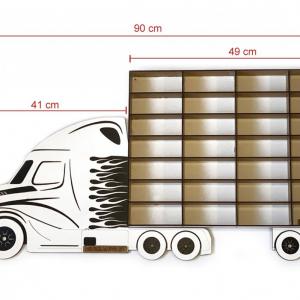 Fehér Kamion egy pótkocsival - Kisautó Tároló Kamion - Ajándék gyerekeknek