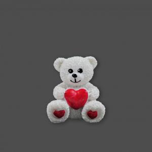 Fehér maci szívvel 5,5cm polirezin Bálint napra Valentin nap