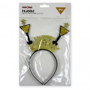 Fejdísz Happy Birthday pohár arany/ezüst 26cm 2f