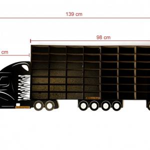 Fekete Kamion 2 pótkocsival - Kisautó Tároló Kamion - Ajándék gyerekeknek