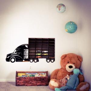 Fekete Kamion egy pótkocsival - Kisautó Tároló Kamion - Ajándék gyerekeknek