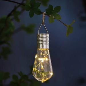 Felakasztható szolár lámpa izzó - 4 melegfehér LED - 4,7 x 11 cm