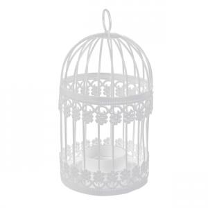 Fém mécsestartó kalitka rácsos 10*18 cm fehér