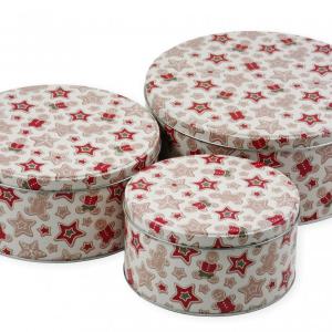 Fémdoboz szett kerek krém mézeskalács