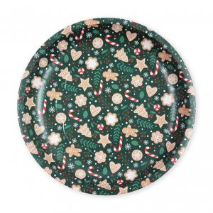 Fémtálca zöld mézeskkalács 26cm