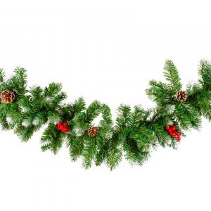 Fenyő girland - zöld, havas - 200 cm - PVC