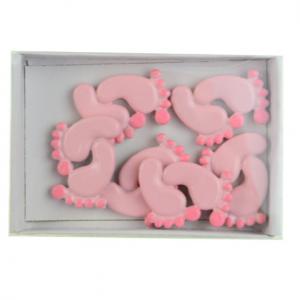Figura baba lábnyom poly 3,2cm s/6 rózsaszín