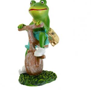 Figura béka poly 12cm biciklin zöld
