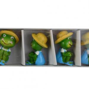 Figura béka poly 4,4cm s/4 kalapos zöld