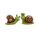 Figura csiga 9,5*4,5*6 cm virágos 2éle zöld/barna