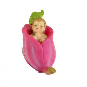 Figura gyerek poly 8*5,5cm virágban pink