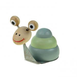 Figura kerti csiga fa 9x4.5x7cm kék/rózsaszín rugós szemekkel