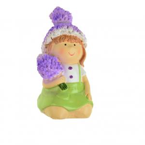 Figura kislány poly 10,4cm levendulával