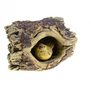 Figura kő fatörzs 15.8*10.8*9.8 cm szolár lámpával barna