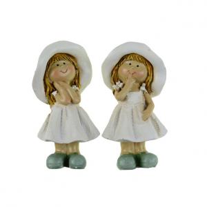 Figura lány poly 4*4*8.5cm kalapos 2féle fehér