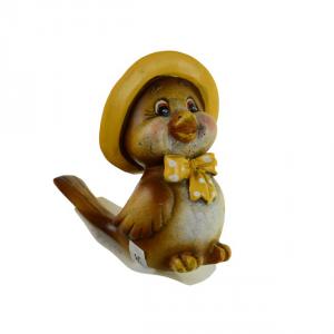 Figura madár poly 5.5*4.5*7.5cm kalapos barna