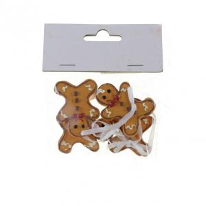 Figura mézeskalács poly 4,6x3,5x0,7 cm s/4db akasztós díszes barna