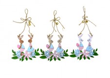 Figura nyúl akasztós fa 11*21cm 3 féle kék/rózsaszín 1db