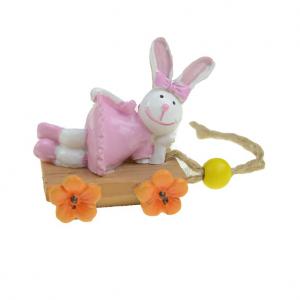 Figura nyúl lány poly 4,2*3,7*4,9cm kocsin narancs