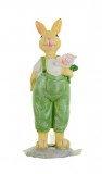 Figura nyuszi poly 11,7cm kantáros nadrágban zöld