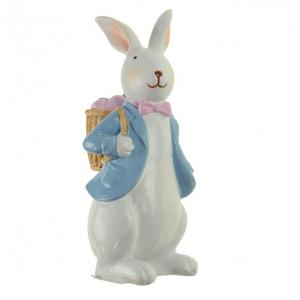 Figura nyuszi poly 14,9cm hátizsákkal fehér