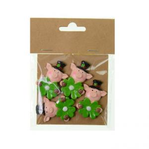 Figura szilveszteri malac poly 4,4cm s/4 lóherével rózsaszín