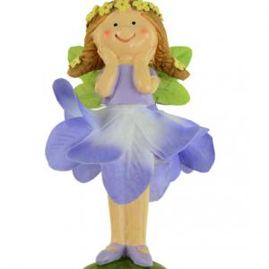 Figura tündér poly 12,5cm virág szoknyás lila
