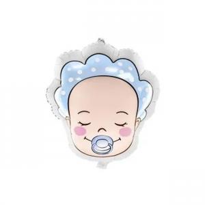 Fólia lufi cumizós babafej kék 40x45cm - fiú