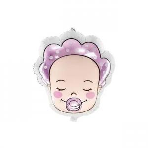 Fólia lufi cumizós babafej rózsaszín 40x45cm - lány