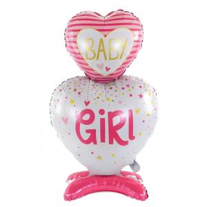 Fólia lufi szív baby girl rózsaszín 110cm