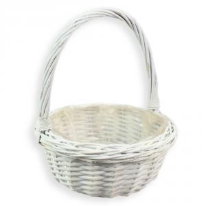 Fonott kosár fehér 38cm - kerek