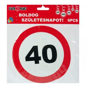 Függő spirál 40 Boldog Születésnapot 6db 18cm