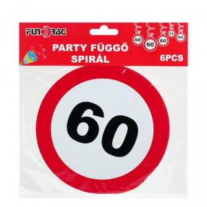 Függő spirál 60-as évszámos 6db 18cm